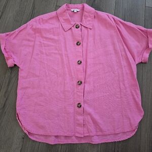 Reitmans - Pink Linen Button Up Shirt - Size Medium